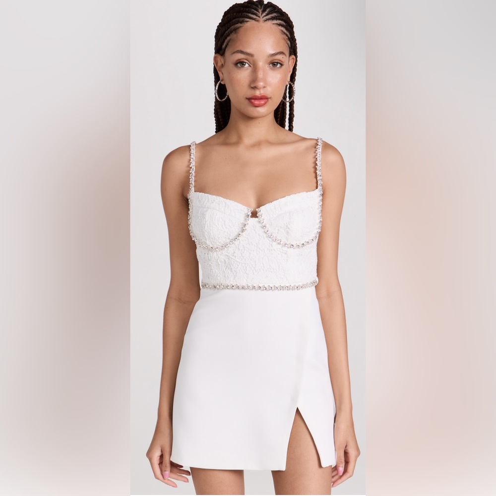 like new self-portrait lace and crepe minidress
